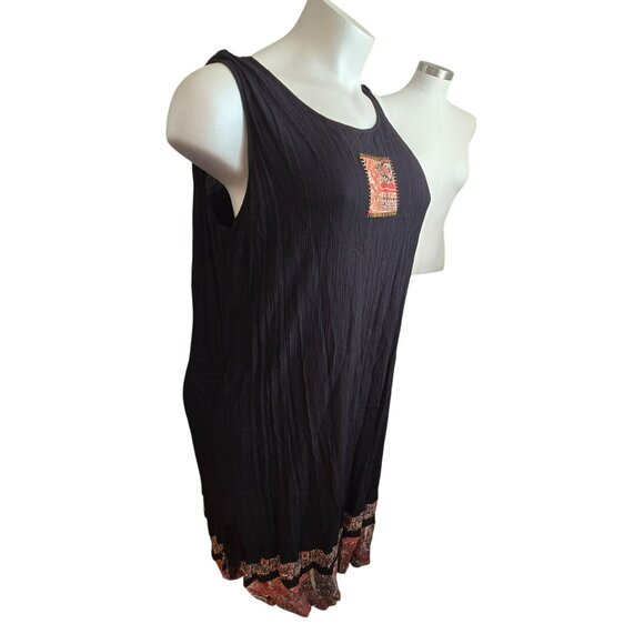Womens Black Sleeveless Crinkle Dress Embroidered & Matching Shirt JJ4087 - Picture 7 of 13